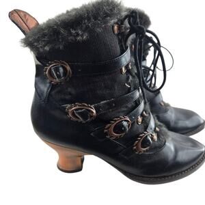 Hades Nephele Steampunk Ankle Boots Womens 10 Gothic Flame Buckles Victorian